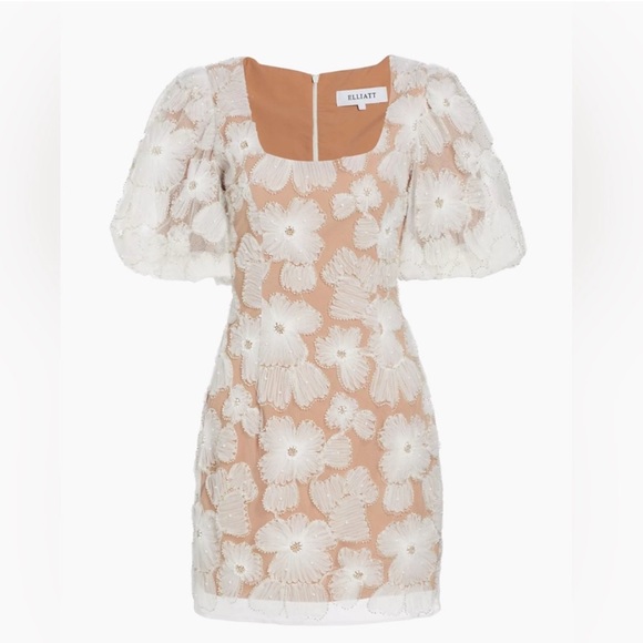 Elliatt Dresses & Skirts - Elliatt “The New Bride” Bellamy Bridal Dress – Embellished Mesh, Puff Sleeves